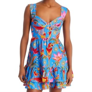 FARM Rio Blue Macaw Party Mini Dress Size XL NWT